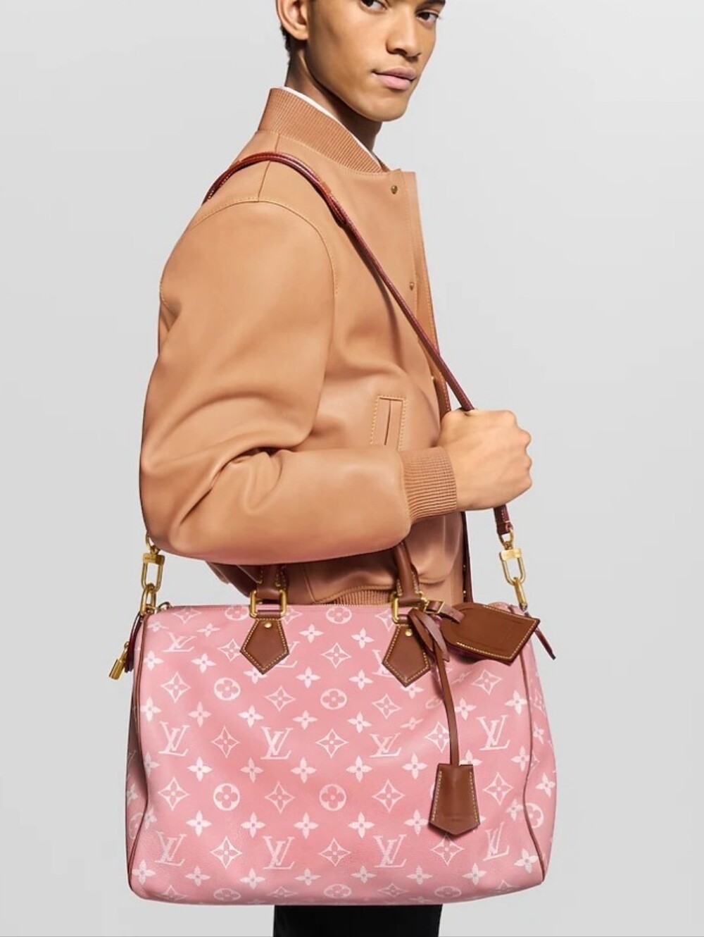 🌸Super Canvas Candy Paint Pink Mono Barrel Speed 30in Tote Dark Rich Trim